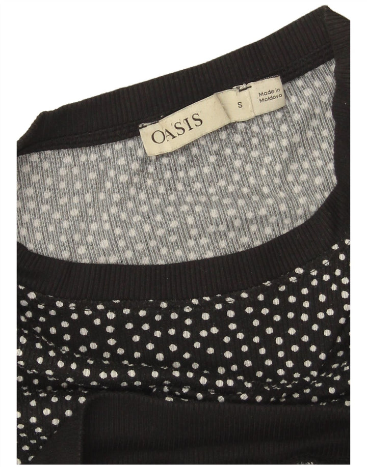 Oasis Mujer Crop Oversize Sudadera Jumper UK 10 Small Black Polka Dot