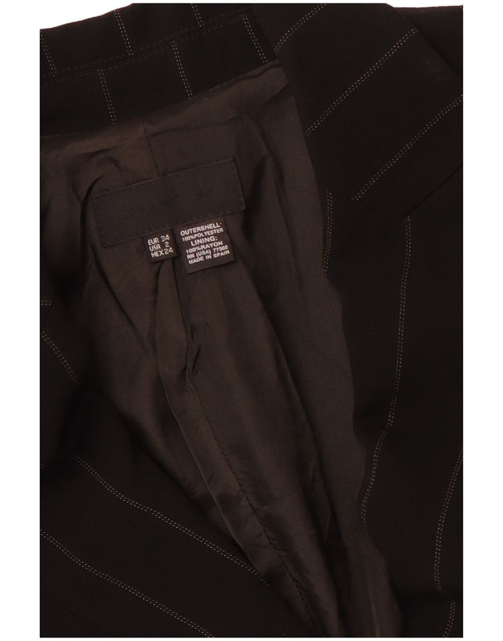 ZARA Chaqueta Blazer De 1 Botón Mujer EU 34 2XS Poliéster A Rayas Negro