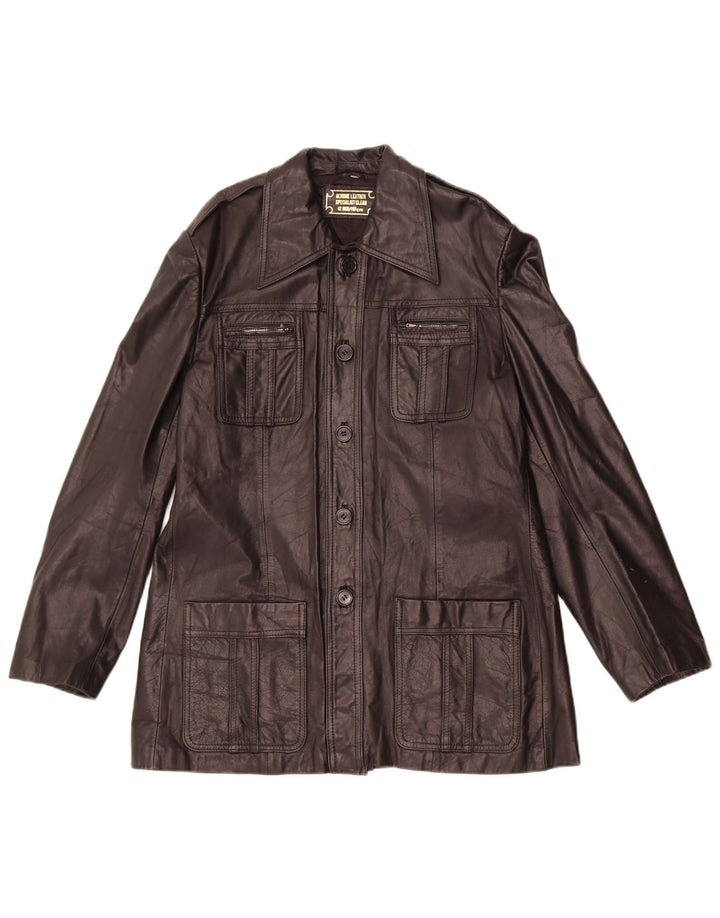 Chaqueta de cuero vintage para mujer IT 42 Cuero negro medio