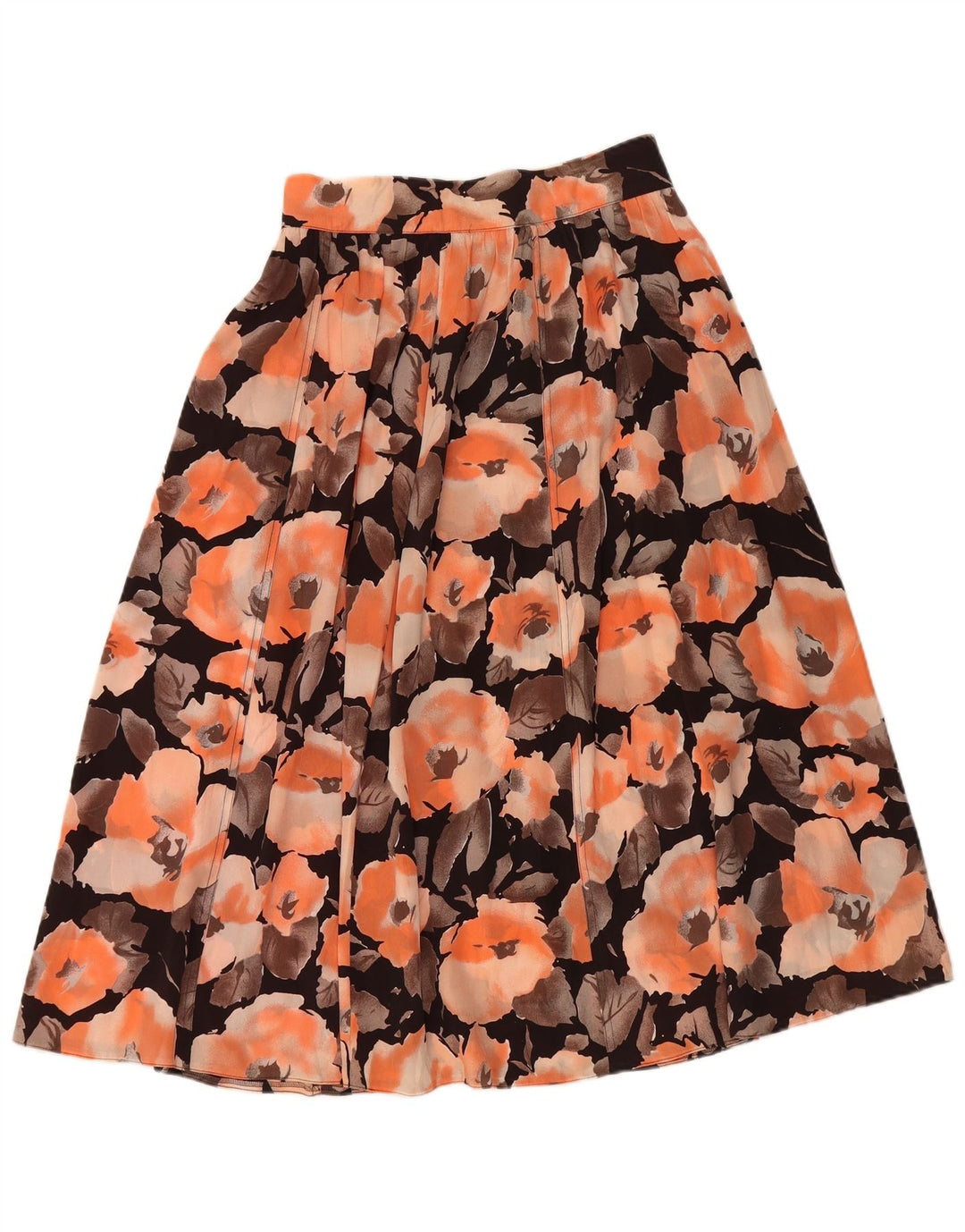 Falda acampanada vintage para mujer W28 Floral naranja medio