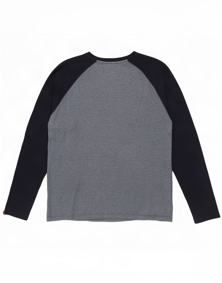 Superdry Hombre Top Manga Larga 2XL Algodón Color Block Azul