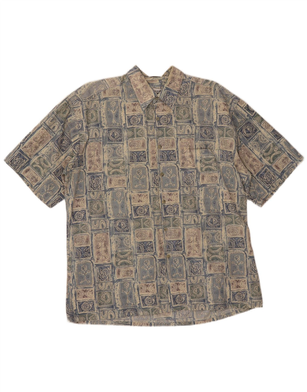 Pierre Cardin Camisa De Manga Corta Para Hombre Algodón Patchwork Azul Grande