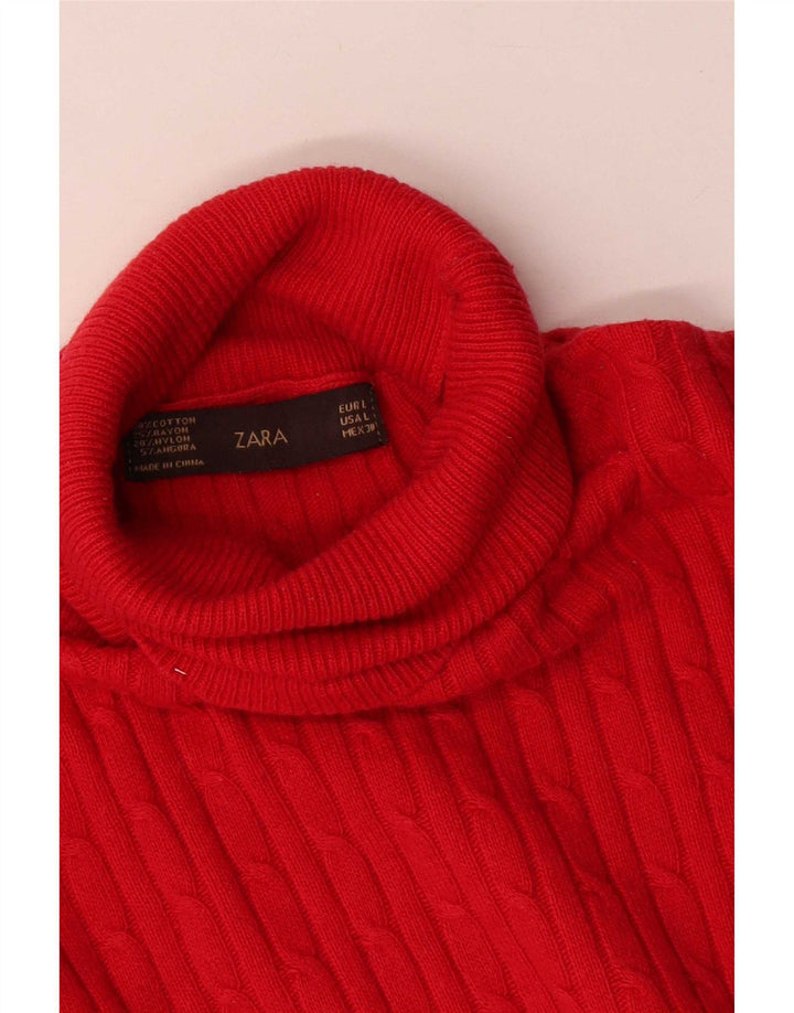 Zara - Jersey con cuello vuelto para mujer, talla 40, color rojo