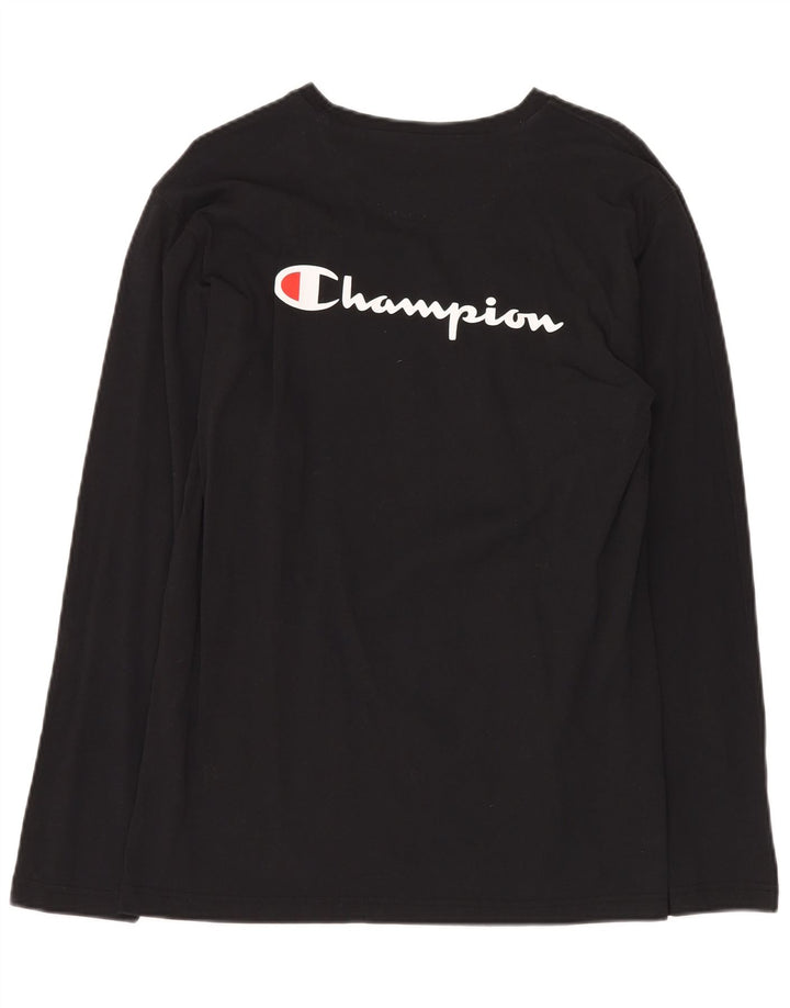 CHAMPION Top gráfico para hombre de manga larga de algodón negro grande