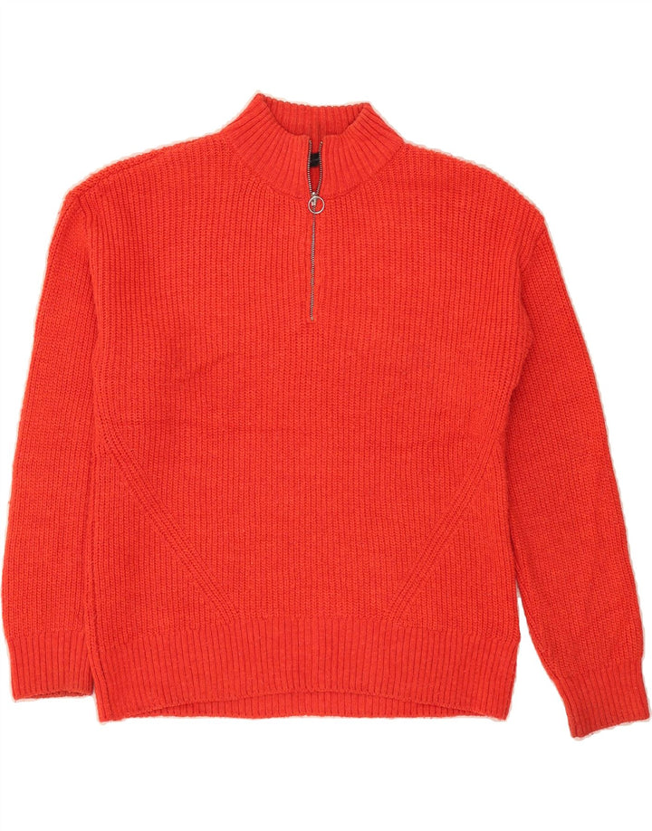 MARKS & SPENCER Womens Oversized Zip Neck Jumper Sweater UK 10 Small Red Vintage Marks & Spencer and Second-Hand Marks & Spencer from Messina Hembry 