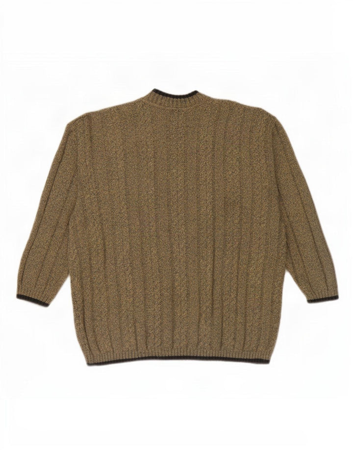 Vintage hombres tortuga cuello jumper suéter pequeño beige poliacrílico