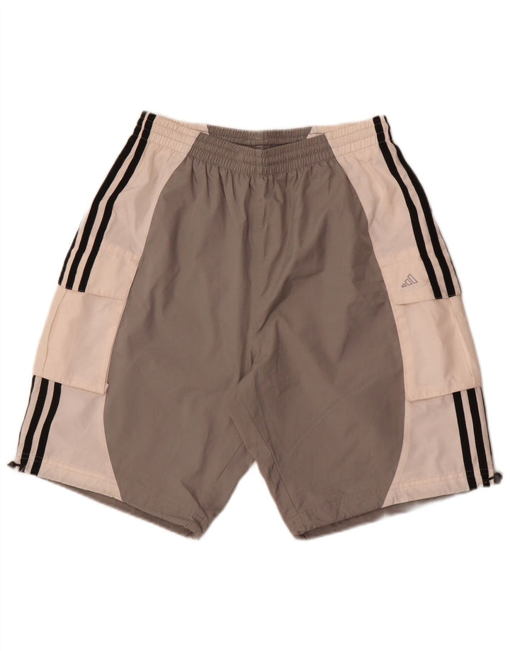 Adidas - Pantalones cortos deportivos para hombre, poliéster color block, pequeño, gris