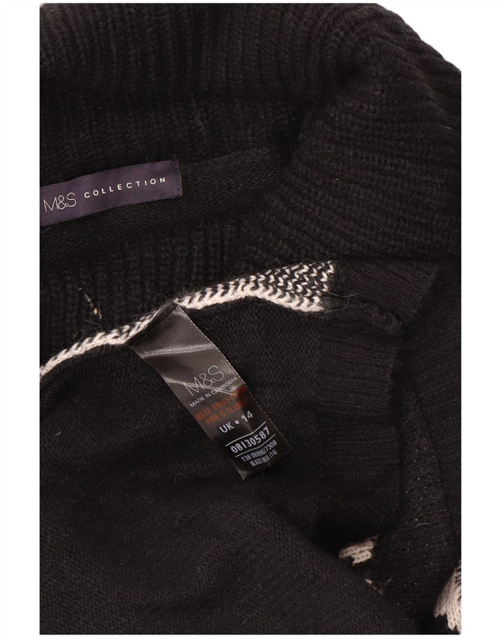 Marks & Spencer Suéter tipo jersey con cuello vuelto para mujer Reino Unido 44 Mediano Negro Floral