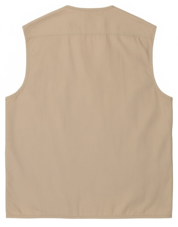 Vintage hombres utilidad Gilet Reino Unido 42 XL algodón beige