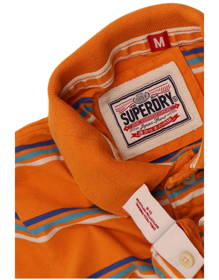 Superdry Polo gráfico de algodón a rayas en naranja medio