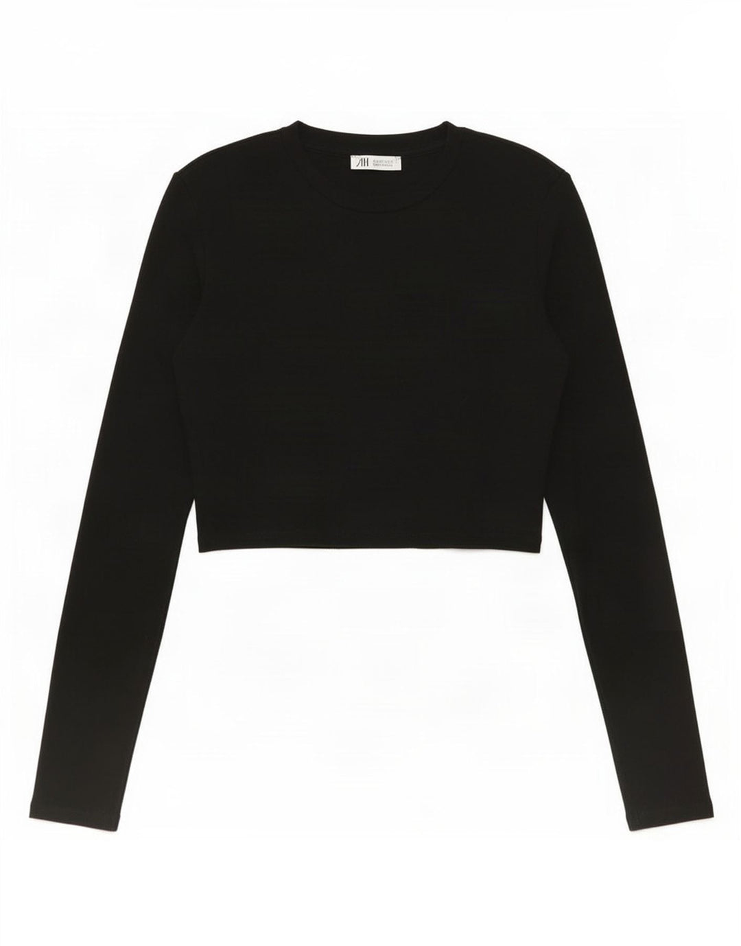 Zara Mujer Crop Top Manga Larga UK 42 Mediano Negro