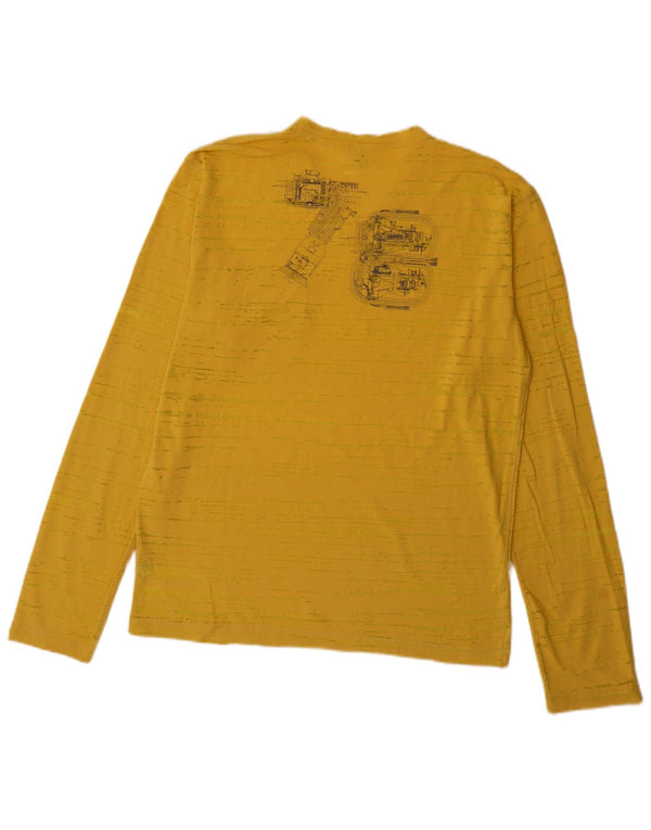 Calvin Klein Jeans Top gráfico para hombre de manga larga con rayas amarillas grandes