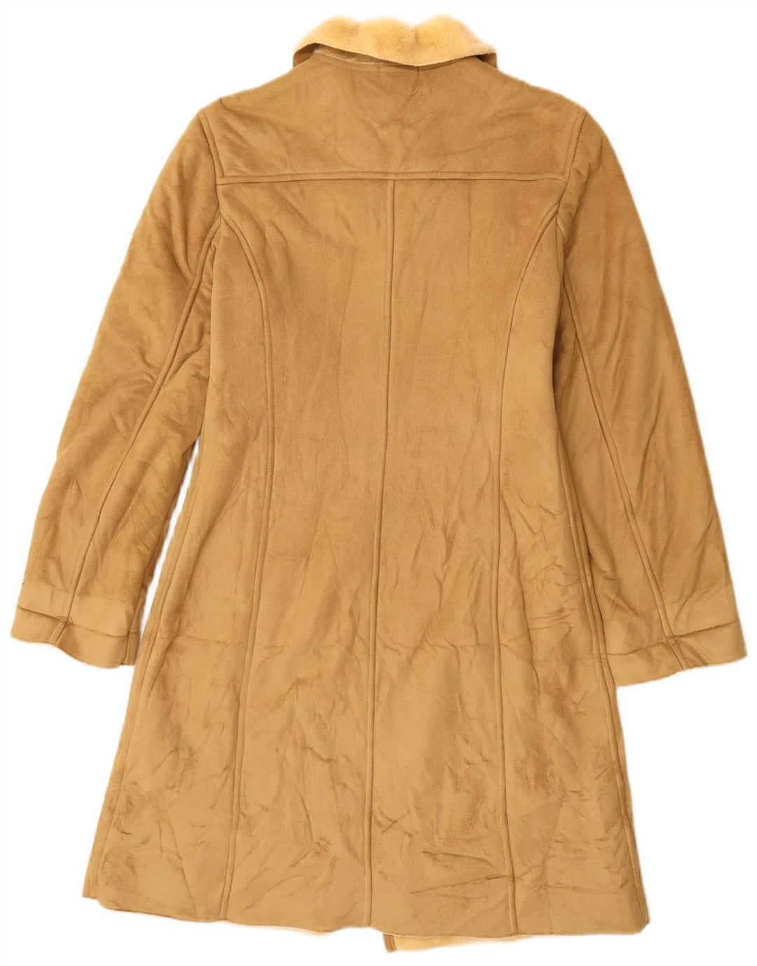 BENETTON Abrigo Sherpa para Mujer UK 10 Small Beige Modacryl