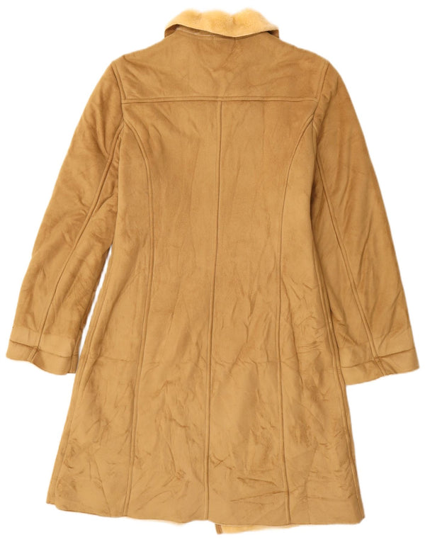 BENETTON Abrigo Sherpa para Mujer UK 10 Small Beige Modacryl
