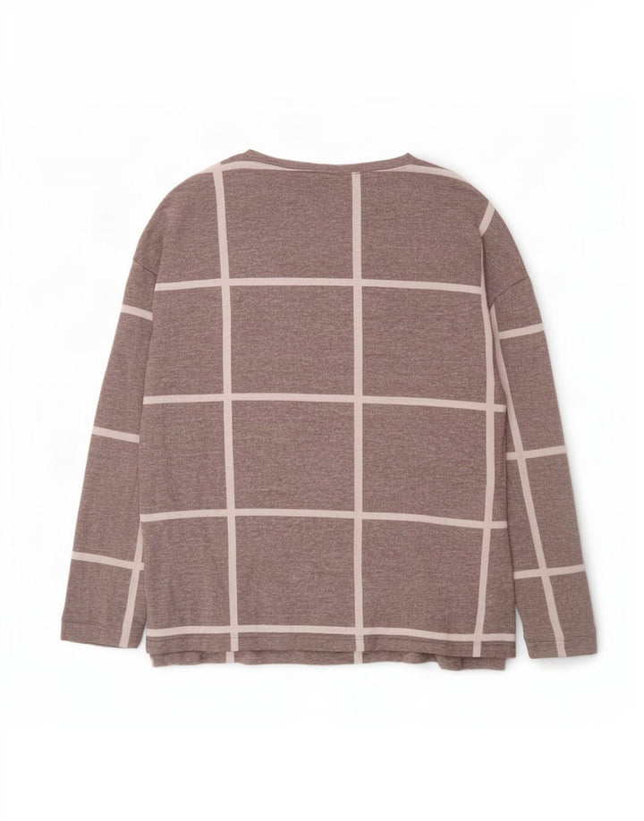 Marks & Spencer Top para mujer de manga larga UK 42 Viscosa a cuadros gris medio