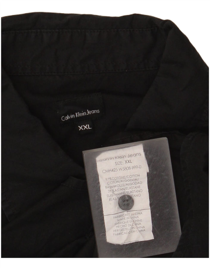 CALVIN KLEIN JEANS Camisa Manga Corta Hombre 2XL Negro Algodón