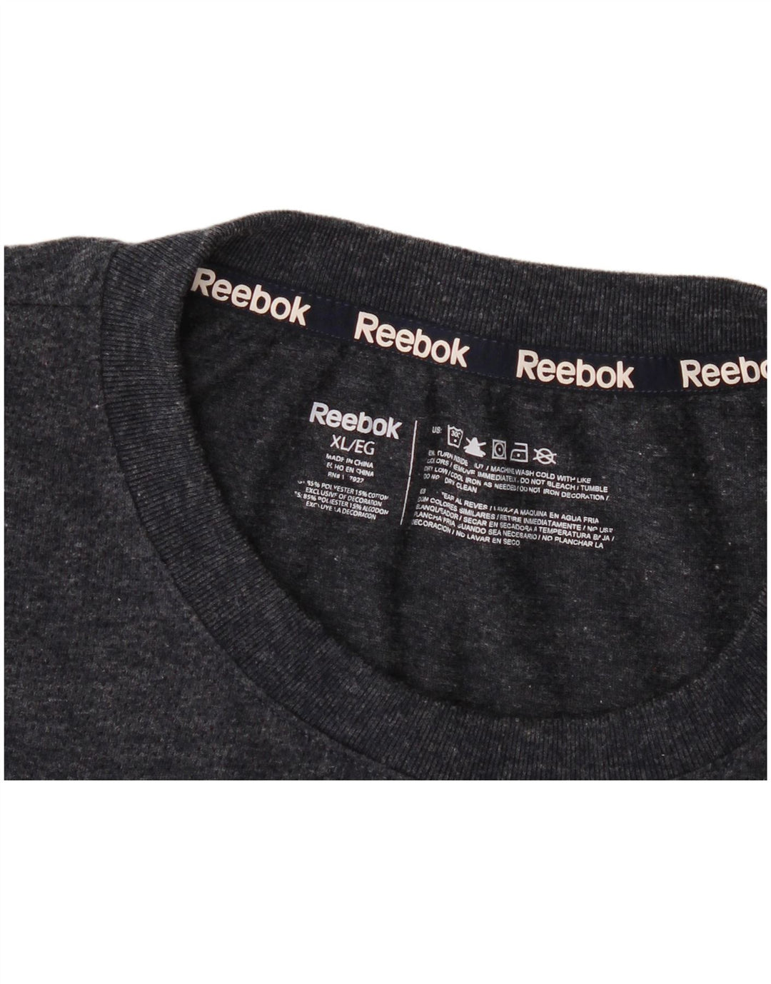 Reebok Camiseta Hombre Top XL Gris Poliéster Moteado