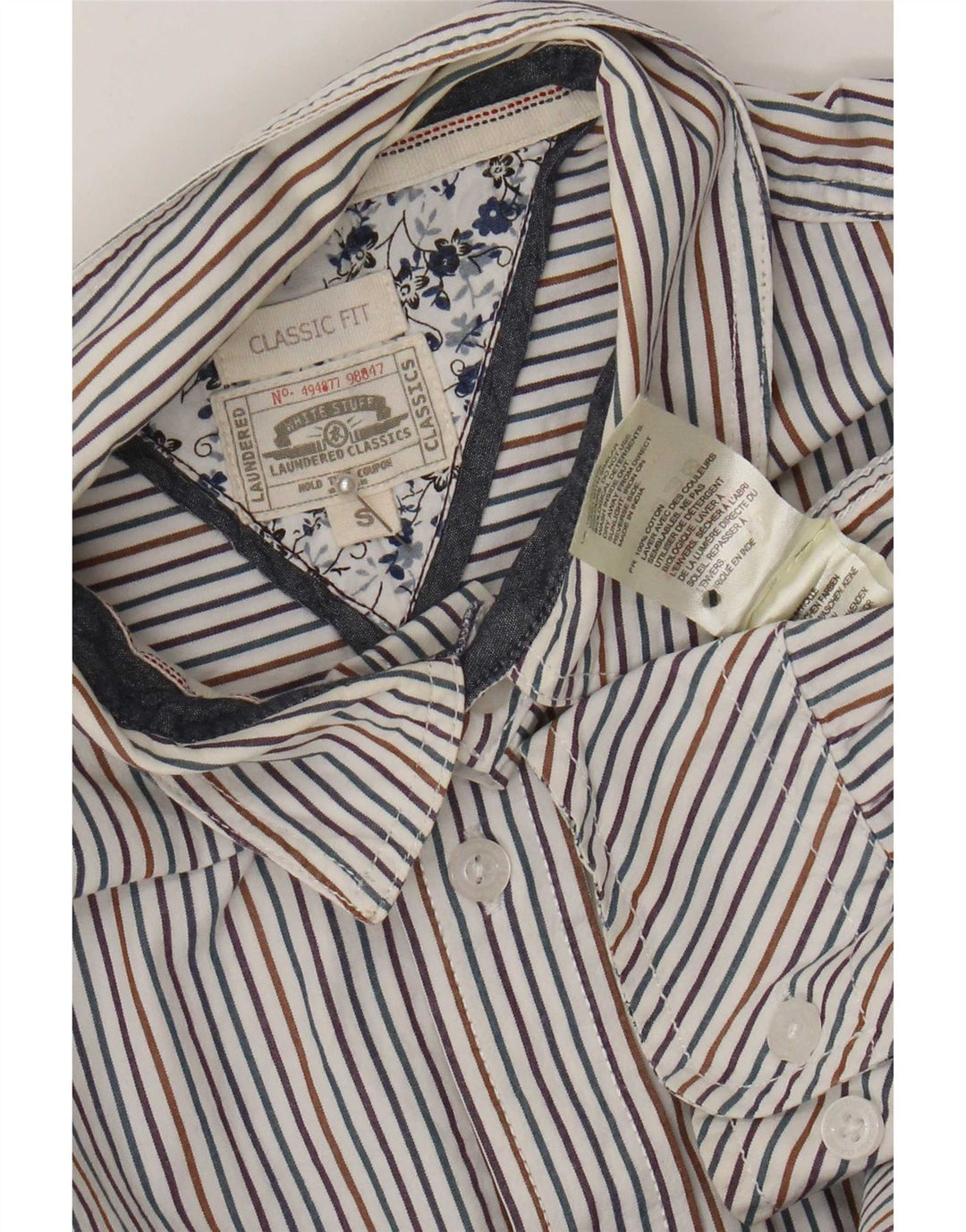 Camisa de corte clásico para hombre de White Stuff, talla pequeña, de algodón con rayas diplomáticas multicolores