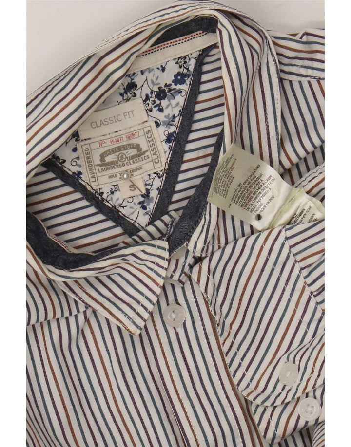 Camisa de corte clásico para hombre de White Stuff, talla pequeña, de algodón con rayas diplomáticas multicolores