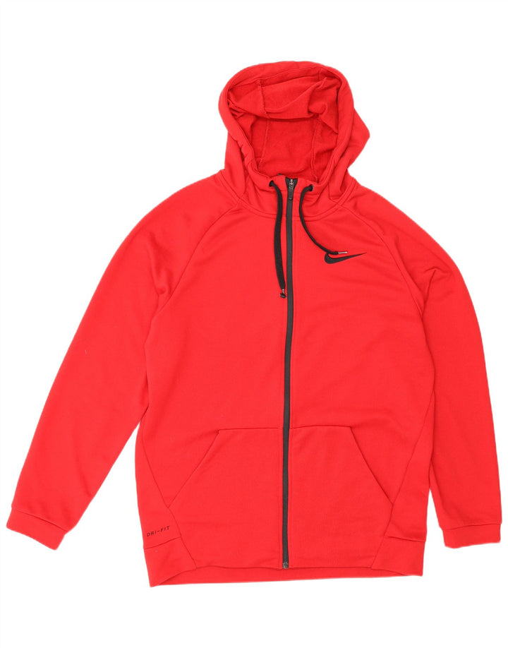 Nike Dri Fit - Sudadera con capucha y cremallera para hombre, poliéster, color rojo medio