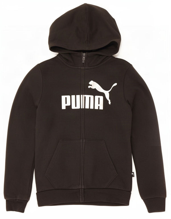 Puma Sudadera con capucha y cremallera gráfica para niñas 11-12 años Algodón negro