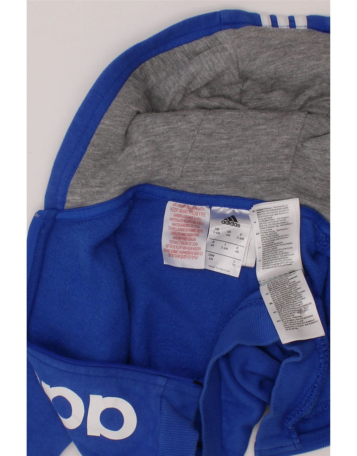 ADIDAS Sudadera con capucha y cremallera gráfica para bebés de 3 a 6 meses, algodón azul