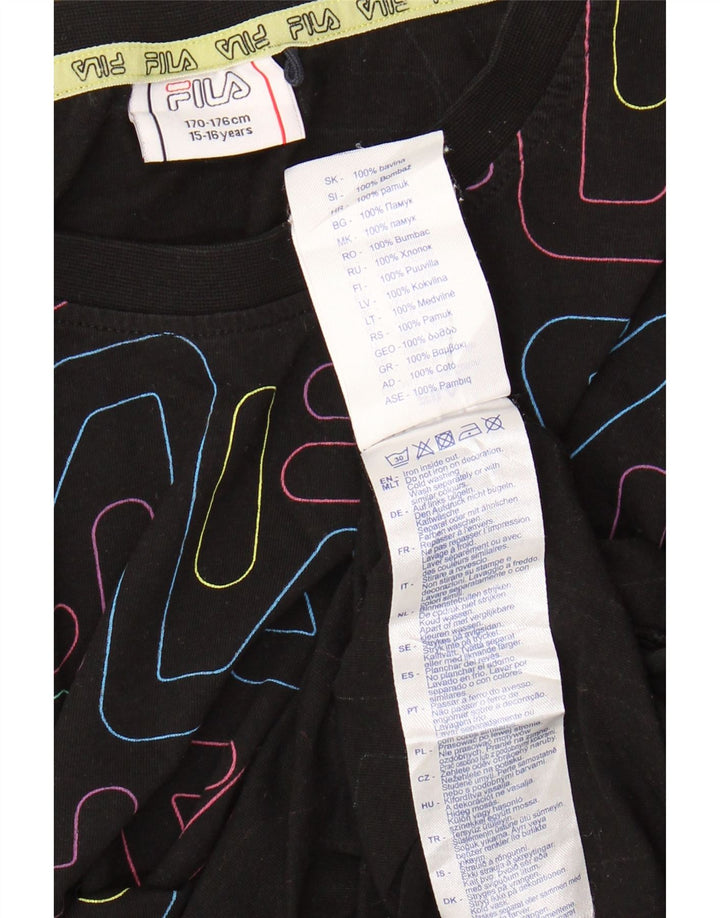 FILA Camiseta corta con gráfico para niña 15-16 años Algodón negro