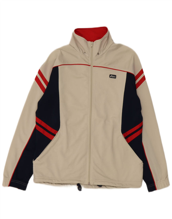 Asics Hombre Chándal Top Chaqueta Poliéster Color Block Medio Beige