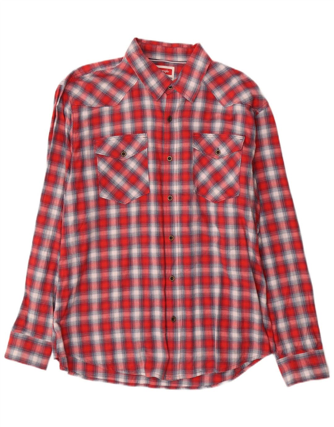 Wrangler Camisa de franela occidental para hombre XL Algodón a cuadros rojos