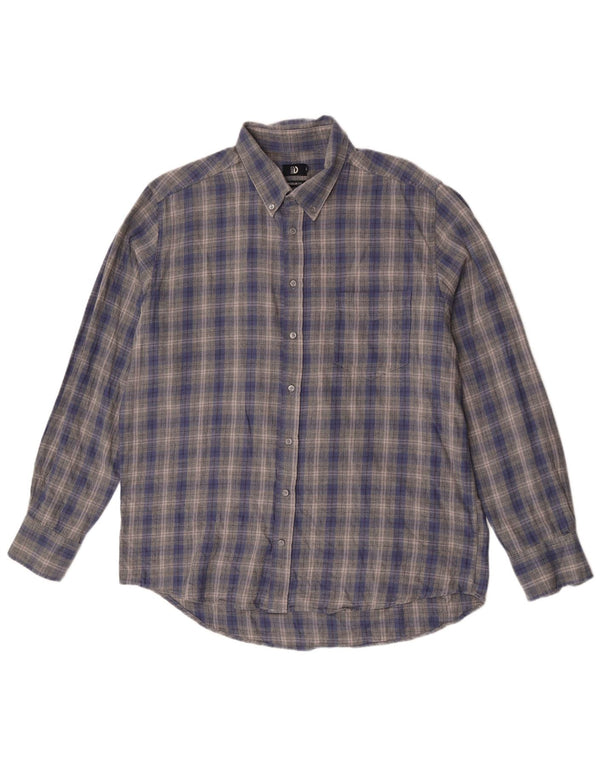 Dack's Camisa de franela de ajuste regular para hombre, talla 2XL, algodón a cuadros azules