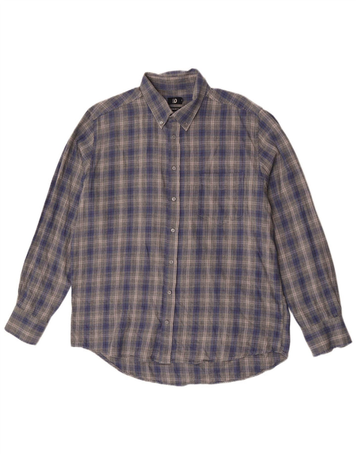 Dack's Camisa de franela de ajuste regular para hombre, talla 2XL, algodón a cuadros azules
