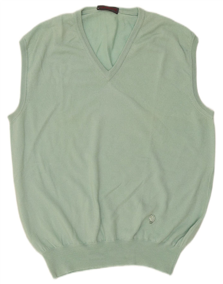 Cacharel Hombre Chaleco Tank Top Grande Verde Lana Virgen