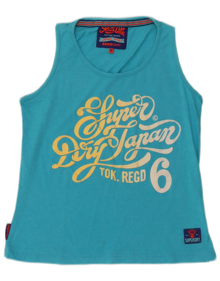 SUPERDRY Top sin mangas gráfico para mujer UK 40 Algodón azul medio