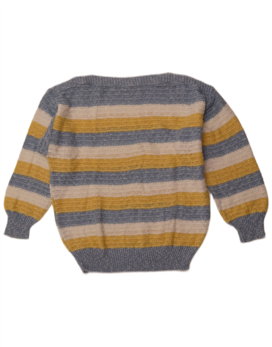 VINTAGE Jersey de cuello barco para mujer IT 42 Algodón a rayas azul medio