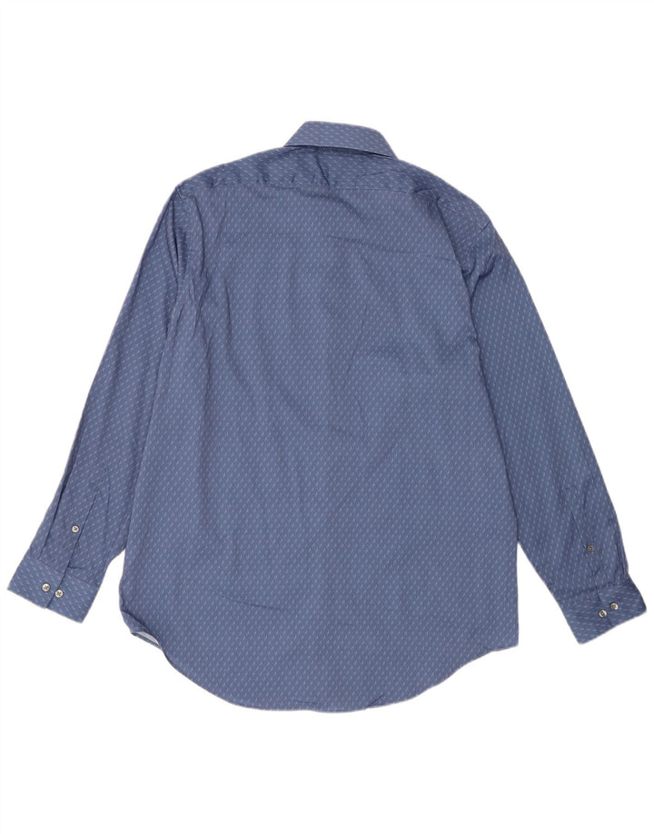 Calvin Klein Camisa Slim Fit para hombre Talla 16 1/2 Poliéster geométrico azul grande