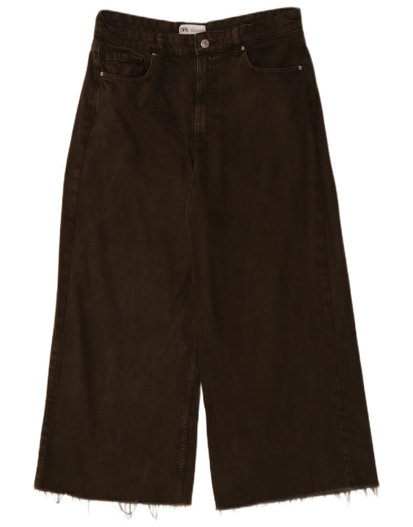 Zara Jeans de pierna ancha para mujer EU 42 Large W32 L25 Caqui
