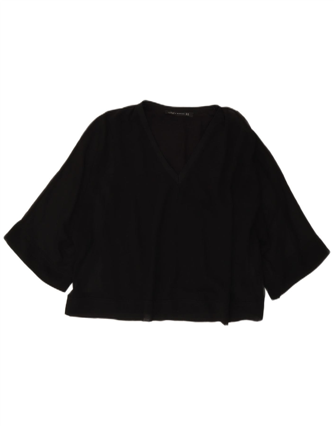Zara Blusa extragrande de manga 3/4 para mujer UK 6 XS Poliéster negro