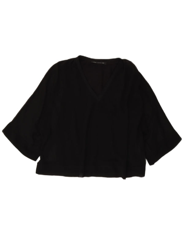 Zara Blusa extragrande de manga 3/4 para mujer UK 6 XS Poliéster negro