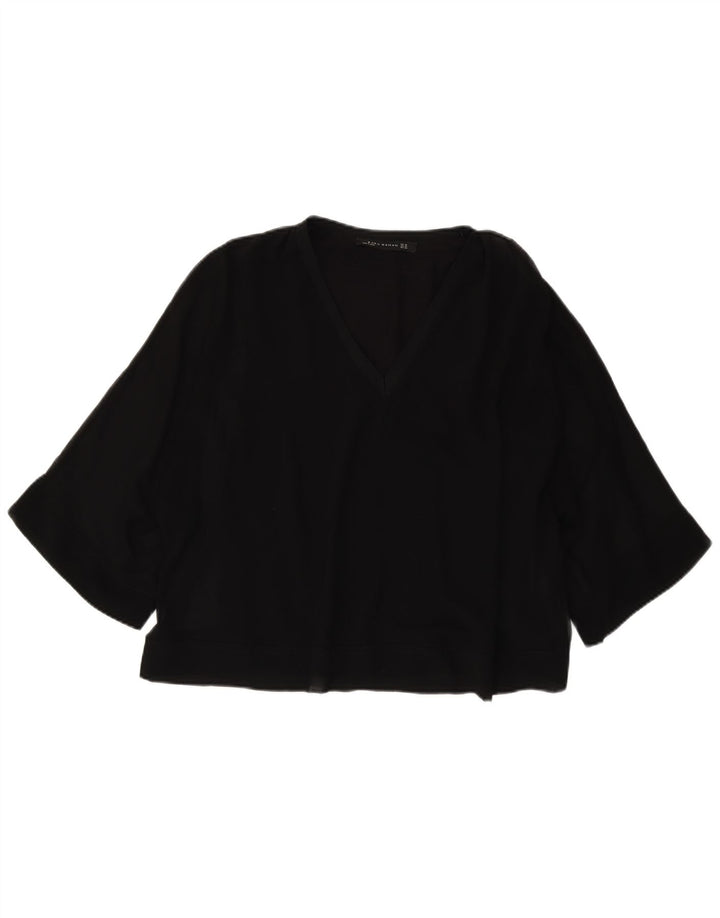 Zara Blusa extragrande de manga 3/4 para mujer UK 6 XS Poliéster negro