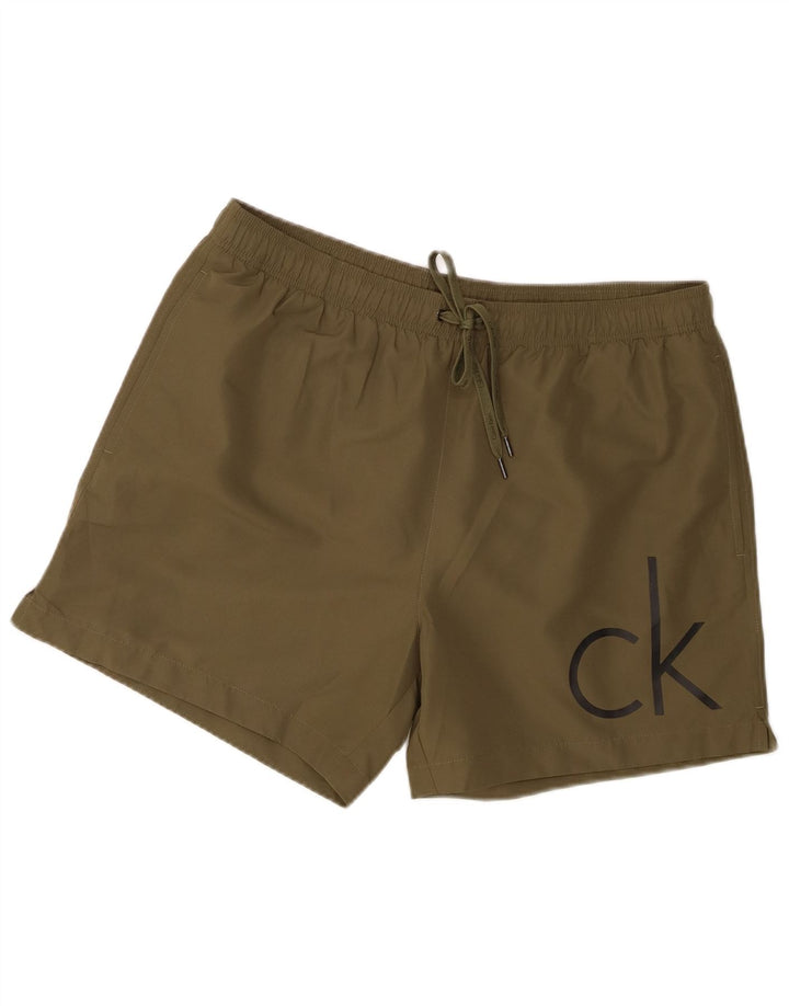 Calvin Klein Bañador con gráfico para hombre, tamaño grande, color caqui, poliéster