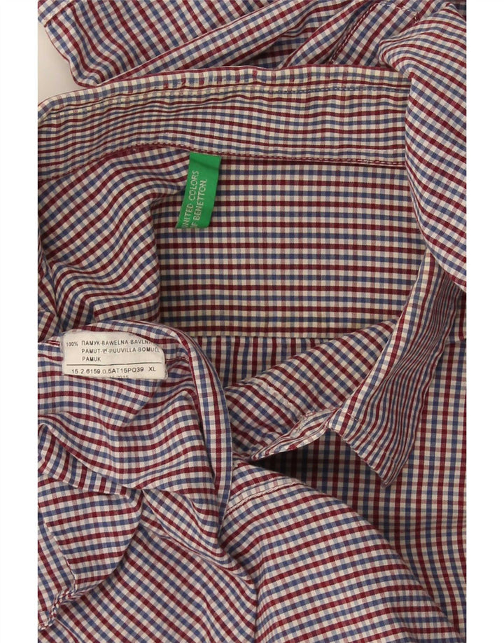 Camisa Benetton Hombre XL Algodón Cuadros Multicolor