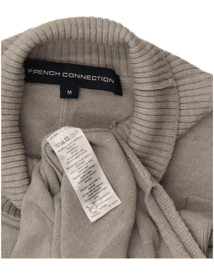 French Connection Suéter tipo jersey con cuello alto para mujer, talla 44, color gris medio