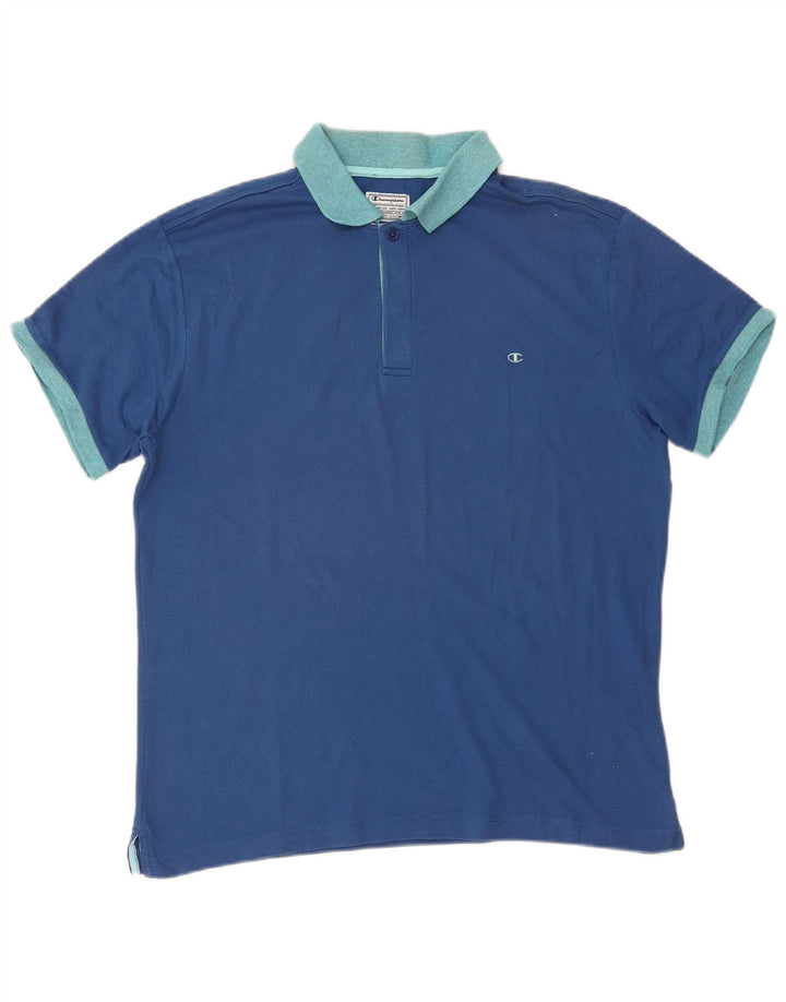 CHAMPION Polo de rugby para hombre de algodón azul medio