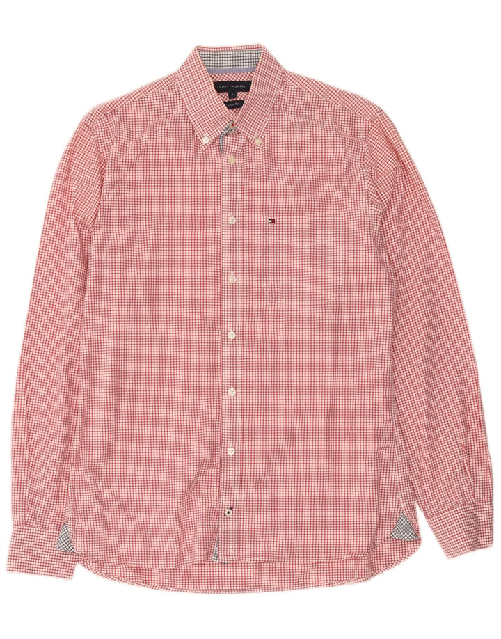 Camisa Tommy Hilfiger de corte personalizado para hombre de algodón a cuadros rojo pequeño