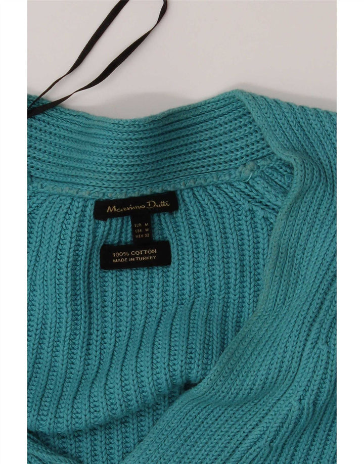 Massimo Dutti Jersey Oversize con Cuello en V para Mujer UK 44 Azul Medio
