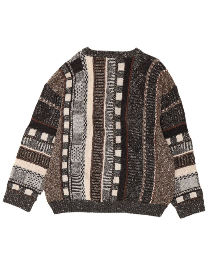 VINTAGE Hombres Crew Neck Jumper Suéter UK 44 XL Rayas multicolores