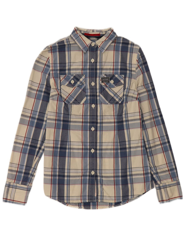 SUPERDRY Camisa de mujer UK 40 Small Blue Check Cotton