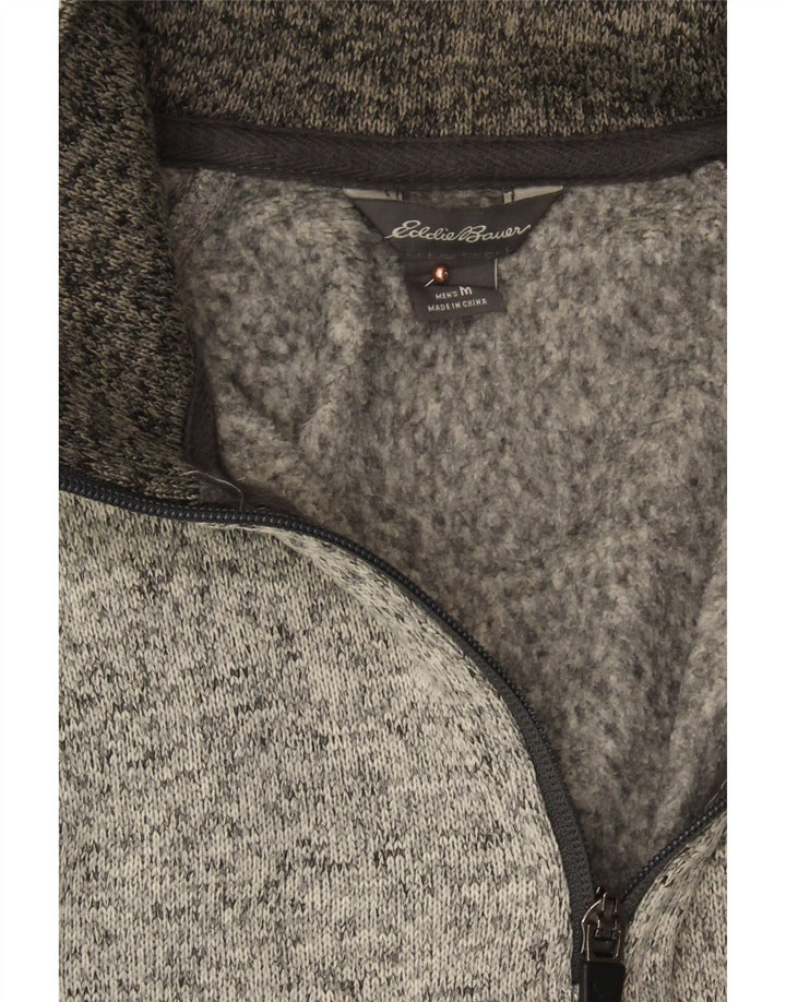 EDDIE BAUER Mens Zip Fleece Jumper Medium Grey Flecked Polyester Vintage Eddie Bauer and Second-Hand Eddie Bauer from Messina Hembry 