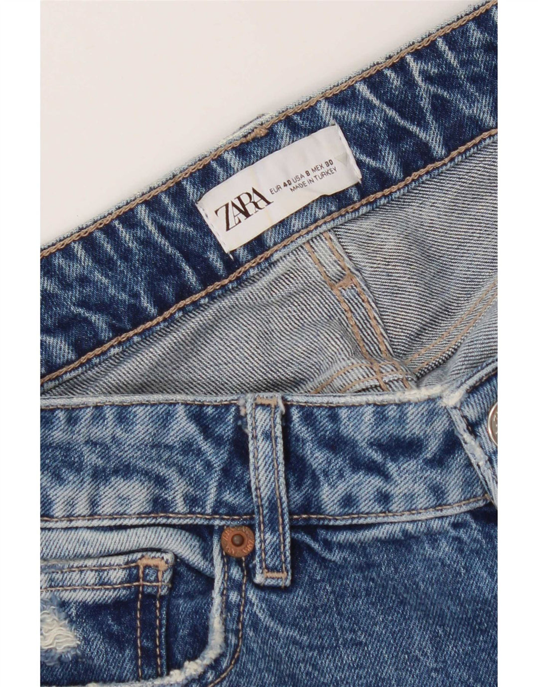Zara Jeans Slim Desgastados para Mujer EU 40 Medium W30 L27 Azul