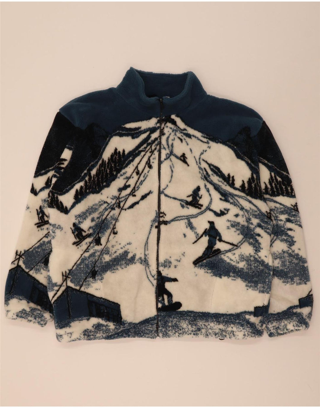 Galloway Chaqueta polar con estampado abstracto para hombre UK 44 2XL Bloque de color azul